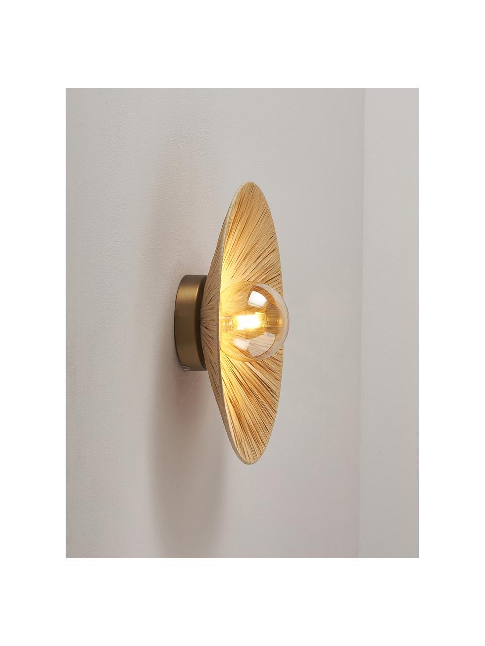 Design wandlamp Zailo, Lampenkap: glas, Goudkleurig, Ø 35 x H 14 cm
