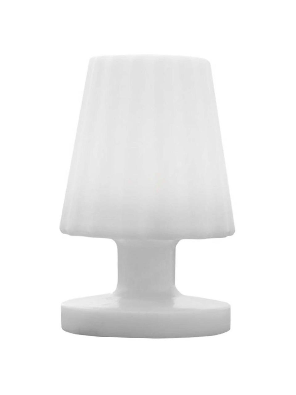 Lampe de table LED mobile d'extérieur Lady Mini, intensité lumineuse variable, Plastique, Blanc, Ø 13 x haut. 21 cm