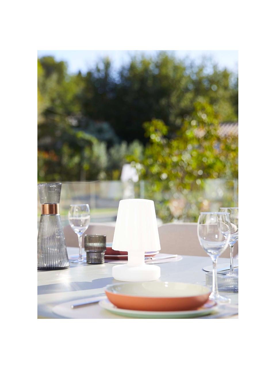 Lampe de table LED mobile d'extérieur Lady Mini, intensité lumineuse variable, Plastique, Blanc, Ø 13 x haut. 21 cm