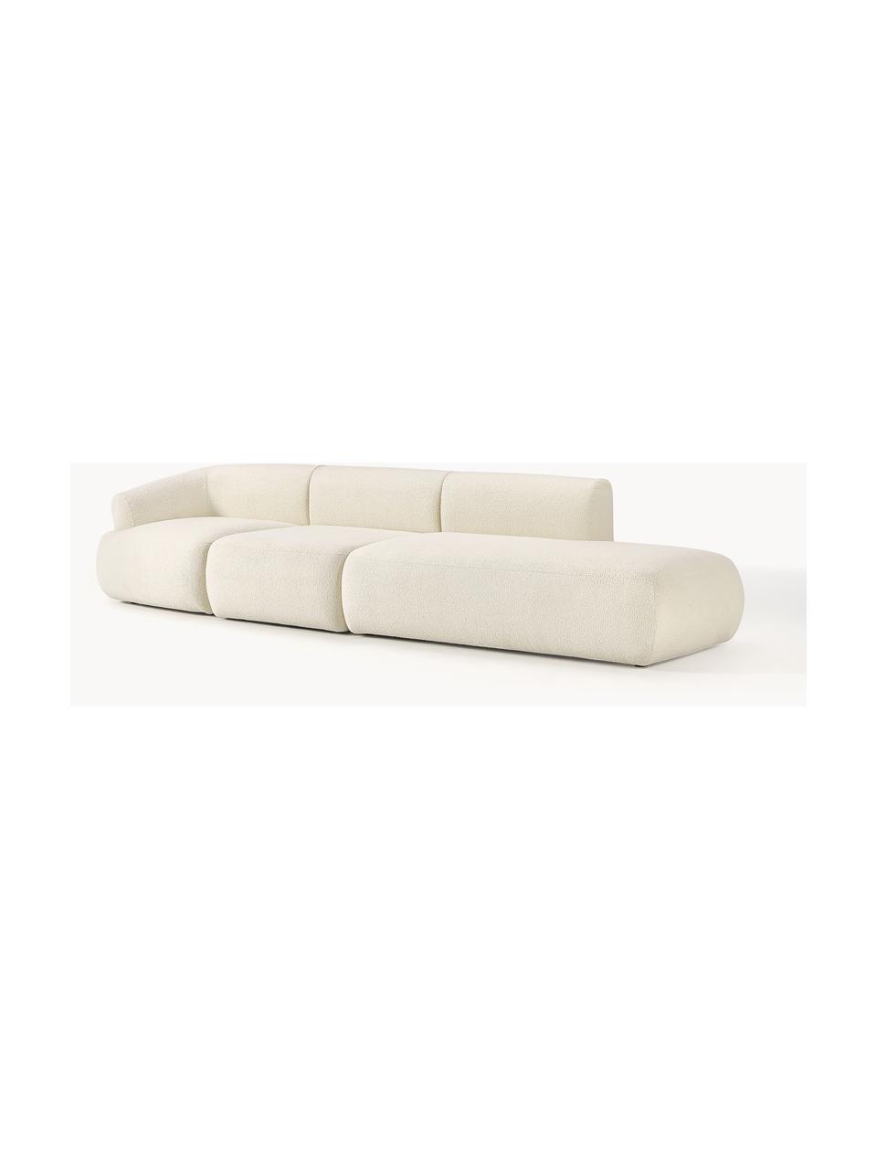 Diván modular grande de borreguillo Sofia, Tapizado: borreguillo (100% polipro, Estructura: madera de abeto con certi, Patas: plástico El material util, Borreguillo Off White, An 340 x F 103 cm, módulo esquina izquierda