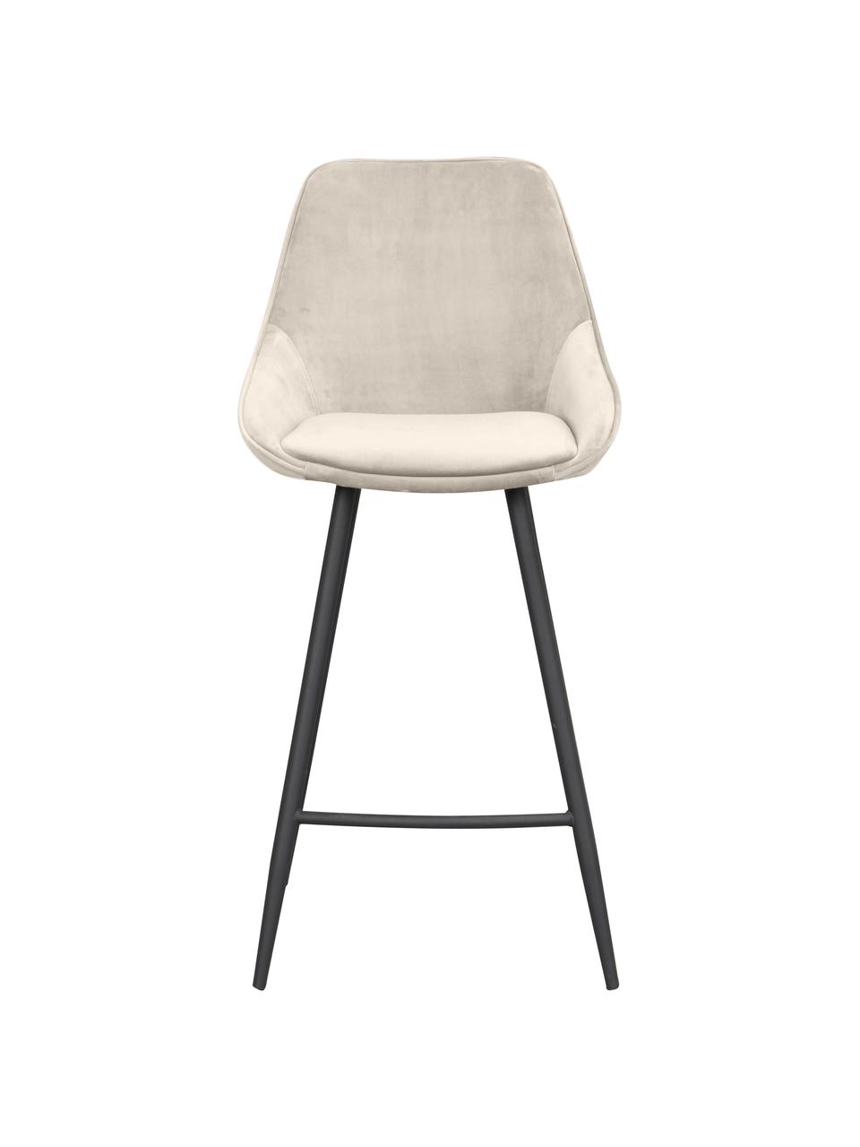 Samt-Barstuhl Sierra in Beige mit Metall-Beinen, Bezug: 100 % Polyester (Samt) De, Gestell: Holz, FSC-zertifiziert, Beine: Metall, pulverbeschichtet, Samt Beige, B 47 x H 97 cm