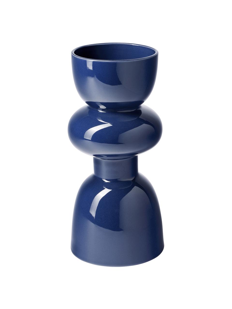 Vase en grès Sarus, Grès cérame, Bleu, Ø 16 x haut. 35 cm