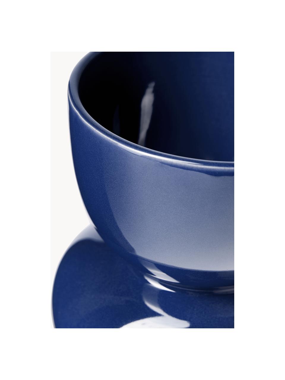 Vase Sarus aus Steingut in Dunkelblau, Steingut, Dunkelblau, Ø 16 x H 35 cm