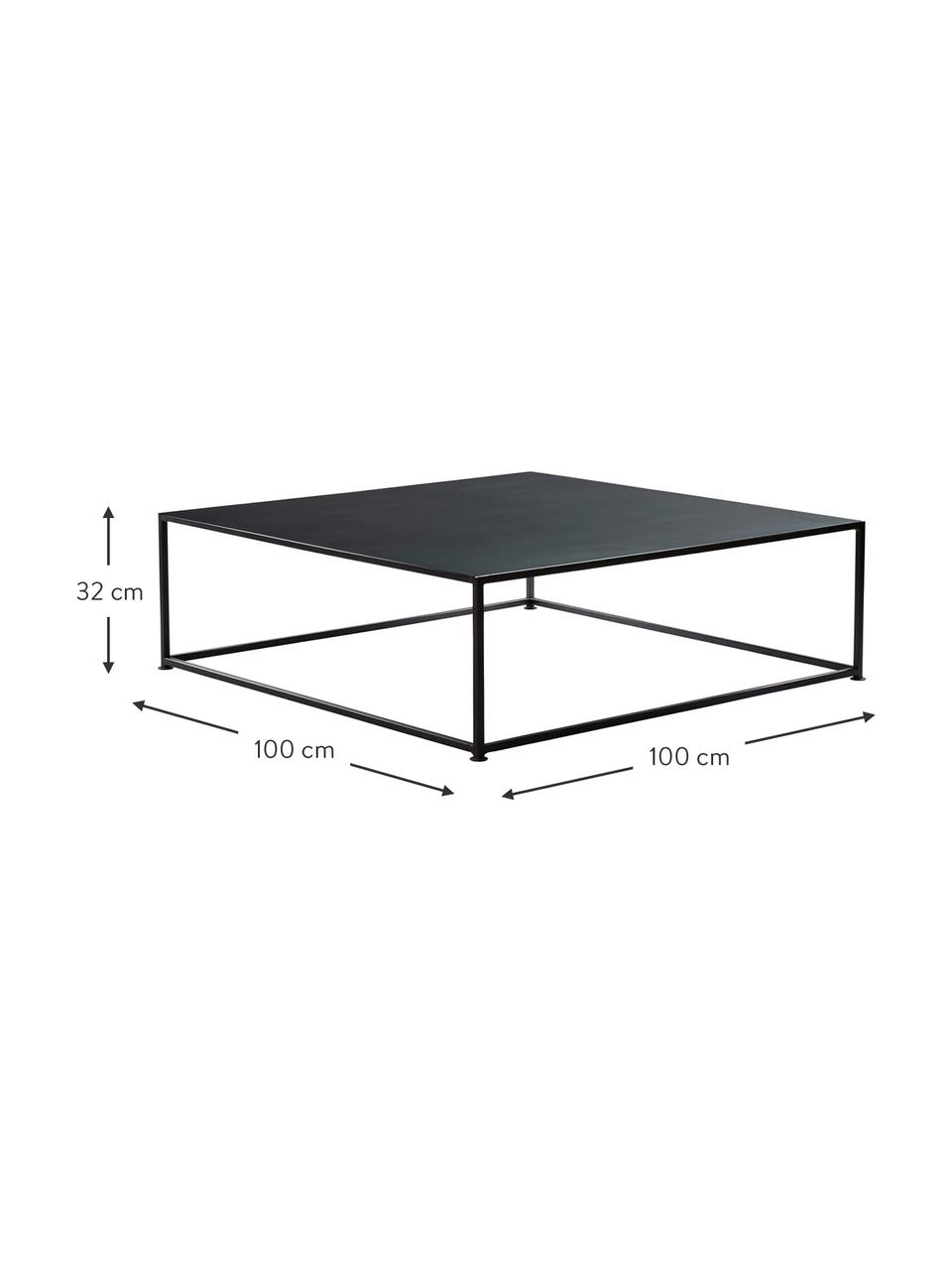 Großer Couchtisch Tikota in Schwarz, Metall, pulverbeschichtet, Schwarz, B 100 x H 32 cm