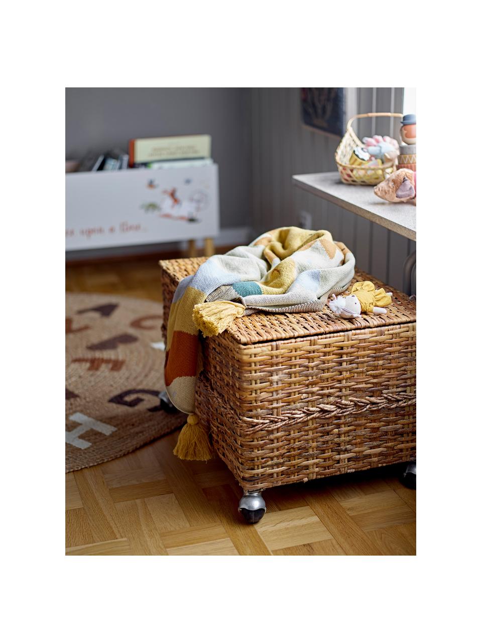 Gebreide plaid Vigge met kwastjes, 100% katoen, Beige, meerkleurig, B 80 x L 100 cm