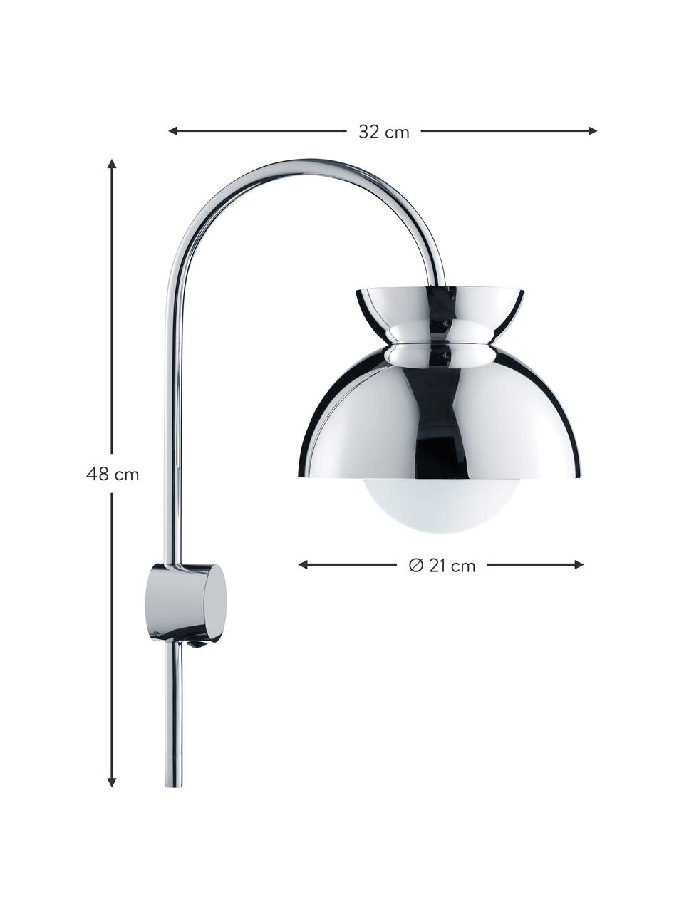 Wandleuchte Butterfly mit Stecker, Lampenschirm: Metall, beschichtet, Silberfarben, glänzend, B 21 x T 32 cm