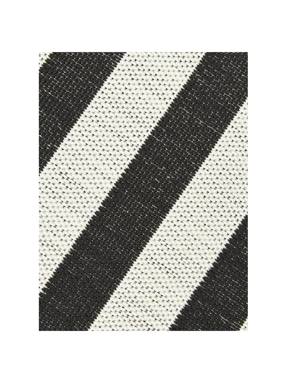 Pruhovaný koberec do interiéru/exteriéru Axa, 70 % polypropylén, 30 % polyester, Lomená biela, čierna, Š 200 x D 290 cm (veľkosť L)