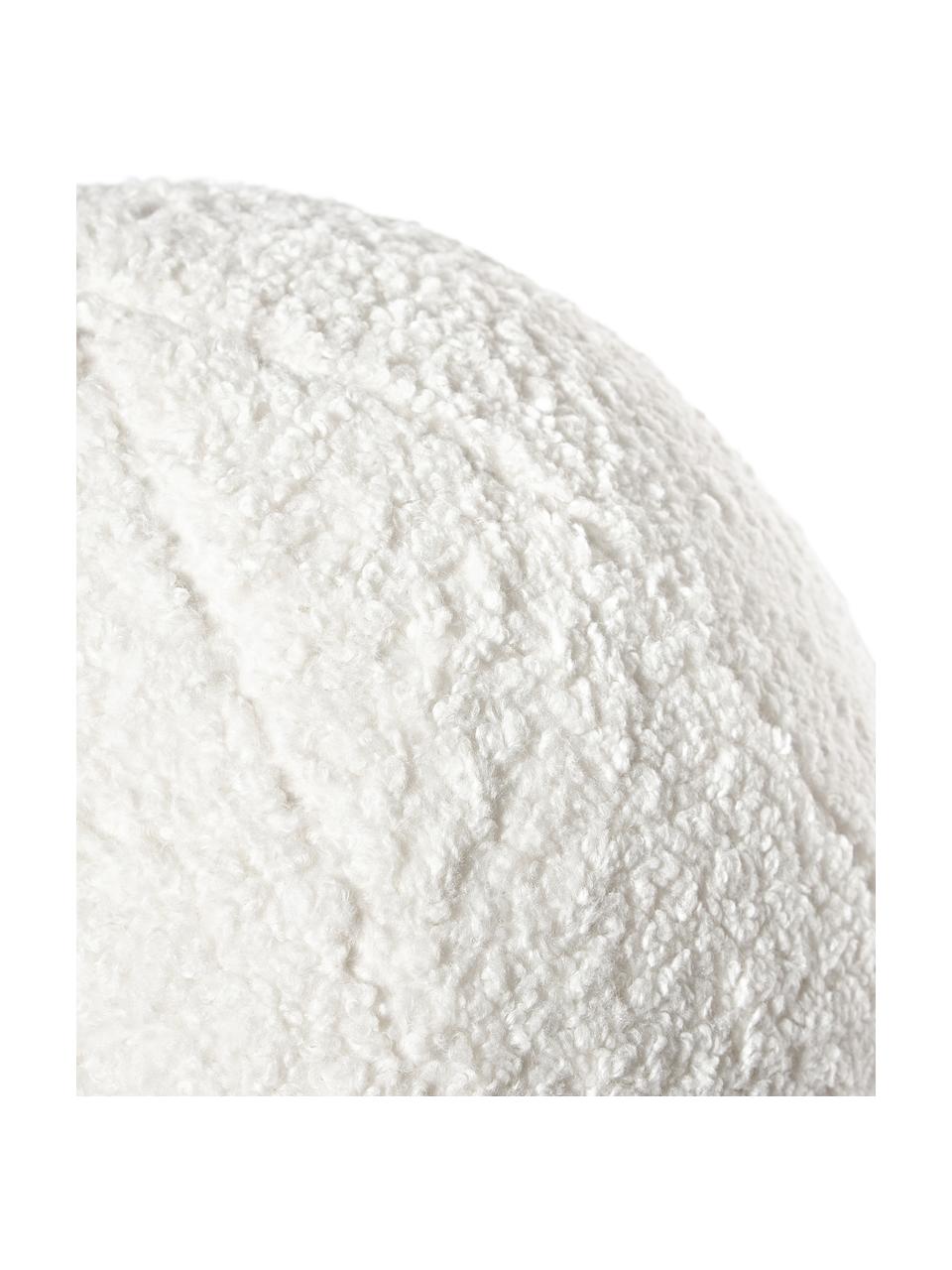 Pouf in teddy Cesar, Peluche (100% poliestere), Bianco, Ø 51 x Alt. 51 cm