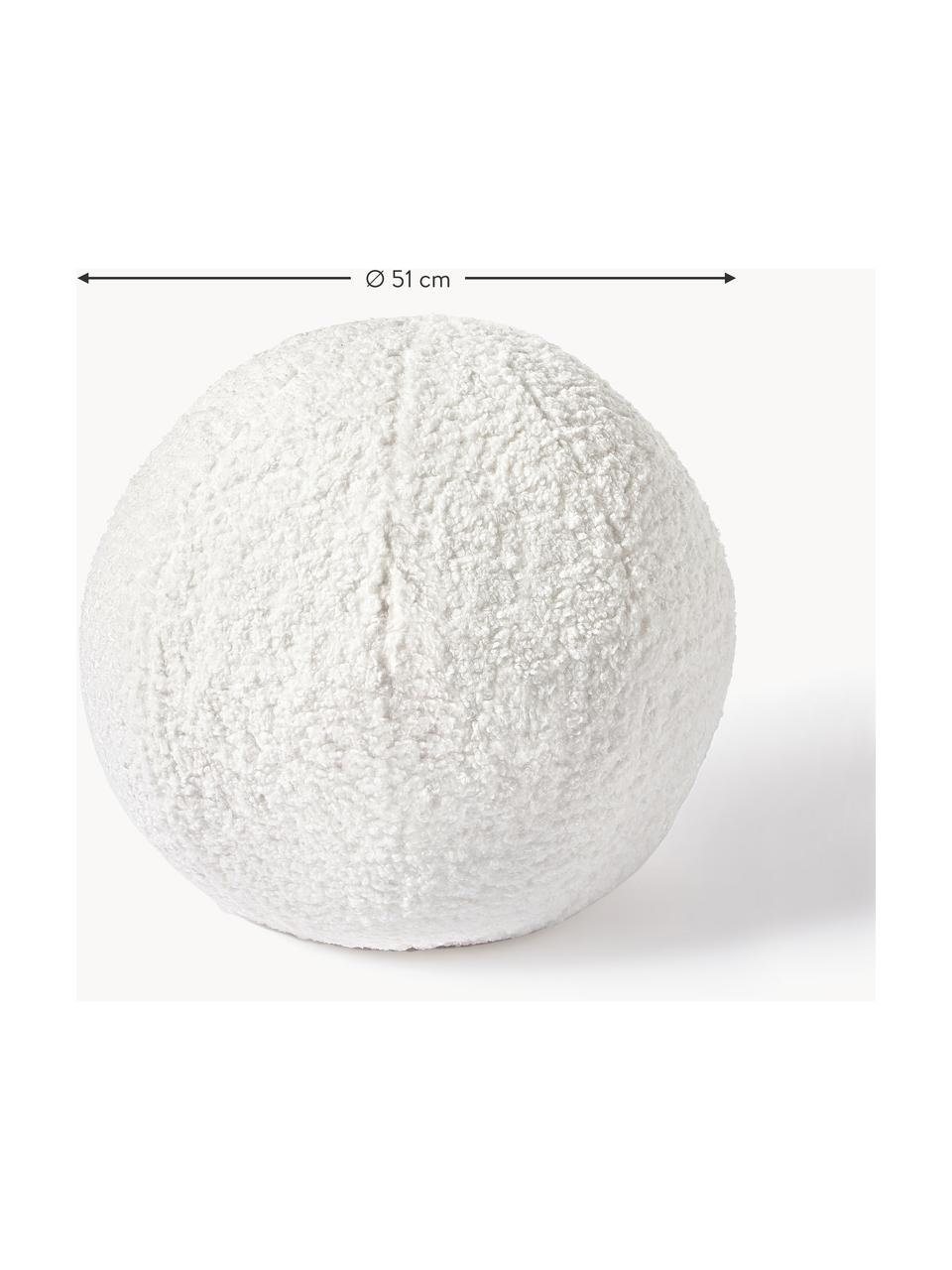 Pouf en tissu peluche César, Tissu peluche (100 % polyester), Blanc, Ø 51 x haut. 51 cm