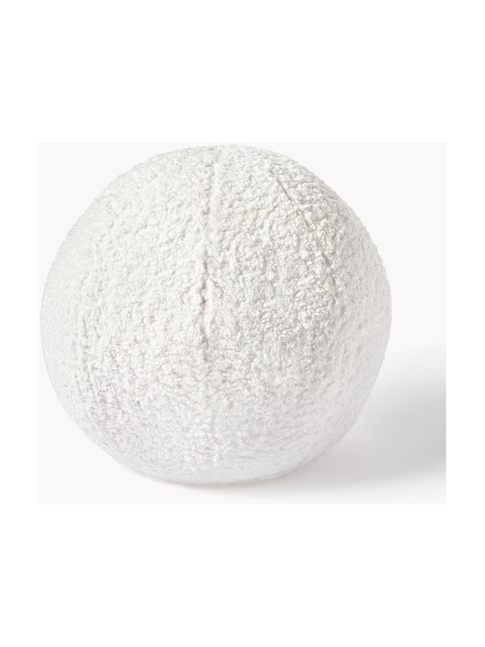 Pouf in teddy Cesar, Peluche (100% poliestere), Bianco, Ø 51 x Alt. 51 cm