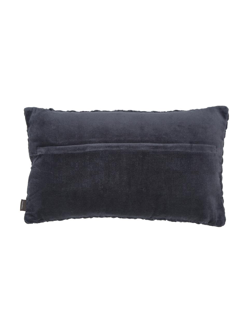 Cuscino in velluto grigio scuro con superficie arruffata Smock, Rivestimento: 100% velluto di cotone, Grigio scuro, Larg. 30 x Lung. 50 cm