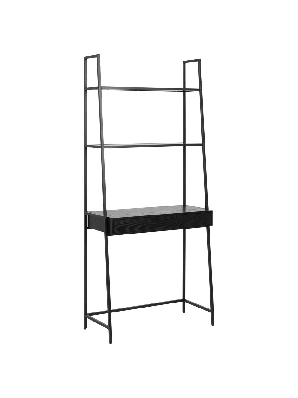 Scrivania in metallo Seaford, Gambe: metallo verniciato a polv, Nero, Larg. 77 x Prof. 36 cm