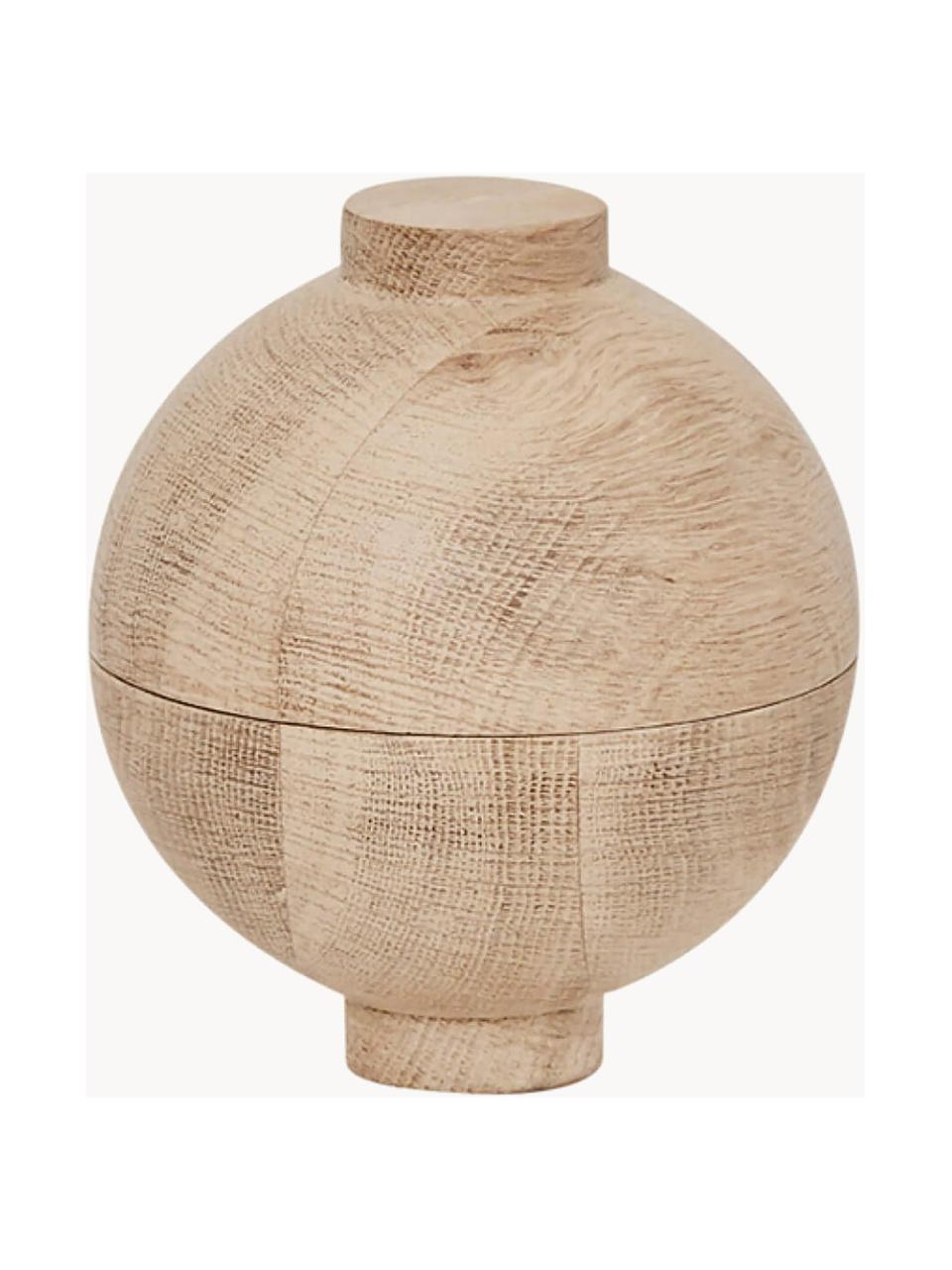 Joyero de madera de roble Wooden Sphere, Madera de roble con certificado FSC, Madera clara, Ø 16 x Al 18 cm
