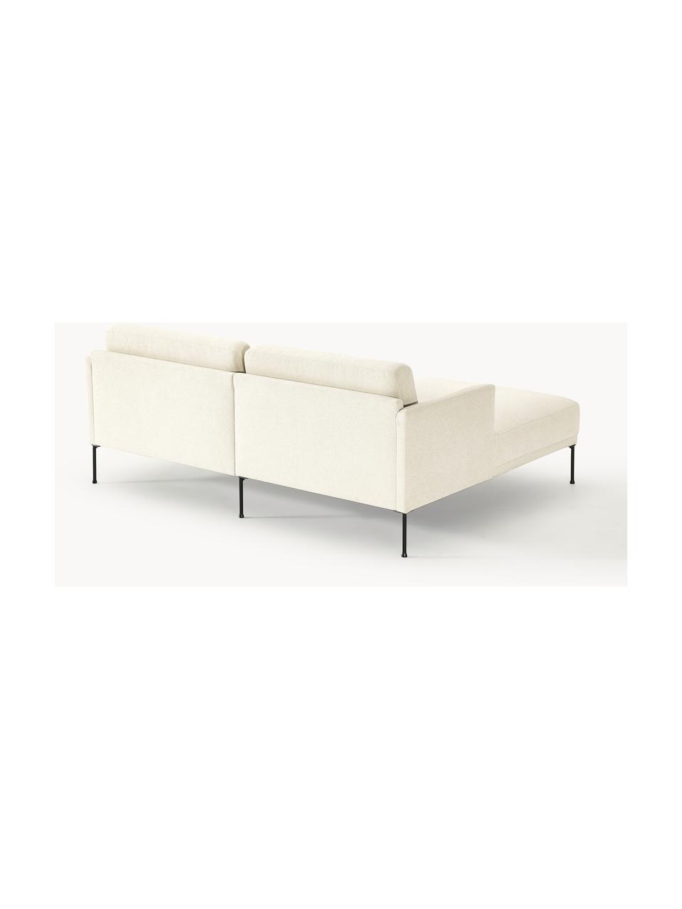 Kleines Ecksofa Fluente, Bezug: 100 % Polyester Der strap, Gestell: Massives Kiefernholz, Bir, Webstoff Off White, B 198 x T 152 cm, Eckteil links