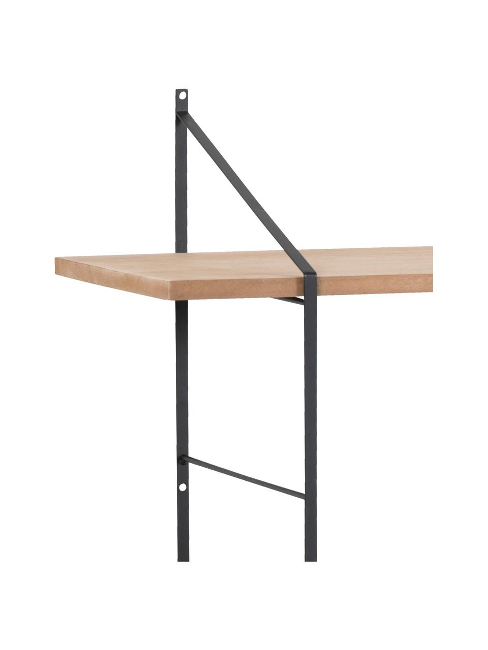 Petite étagère murale en bois et métal Belfast, Bois de paulownia, laqué, larg. 76 x haut. 63 cm