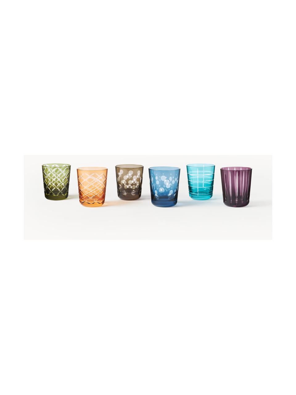 Set 6 bicchieri acqua Cuttings, Vetro, Multicolore, Ø 9 x Alt. 10 cm