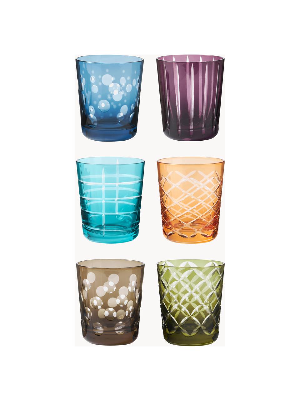 Vasos Cuttings, 6 pzas., Vidrio, Multicolor, Cada uno Ø 9 cm, Alto 10 cm