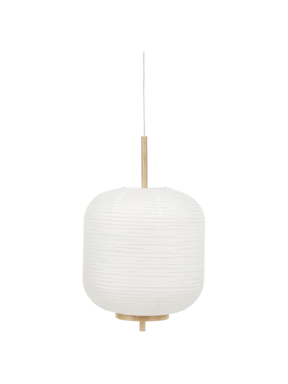 Lampa wisząca z papieru ryżowego Misaki, Biały, Ø 35 x W 63 cm