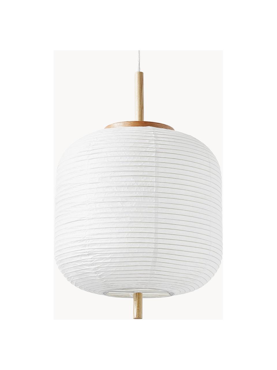 Lampa wisząca z papieru ryżowego Misaki, Biały, jasne drewno naturalne, Ø 35 x W 63 cm