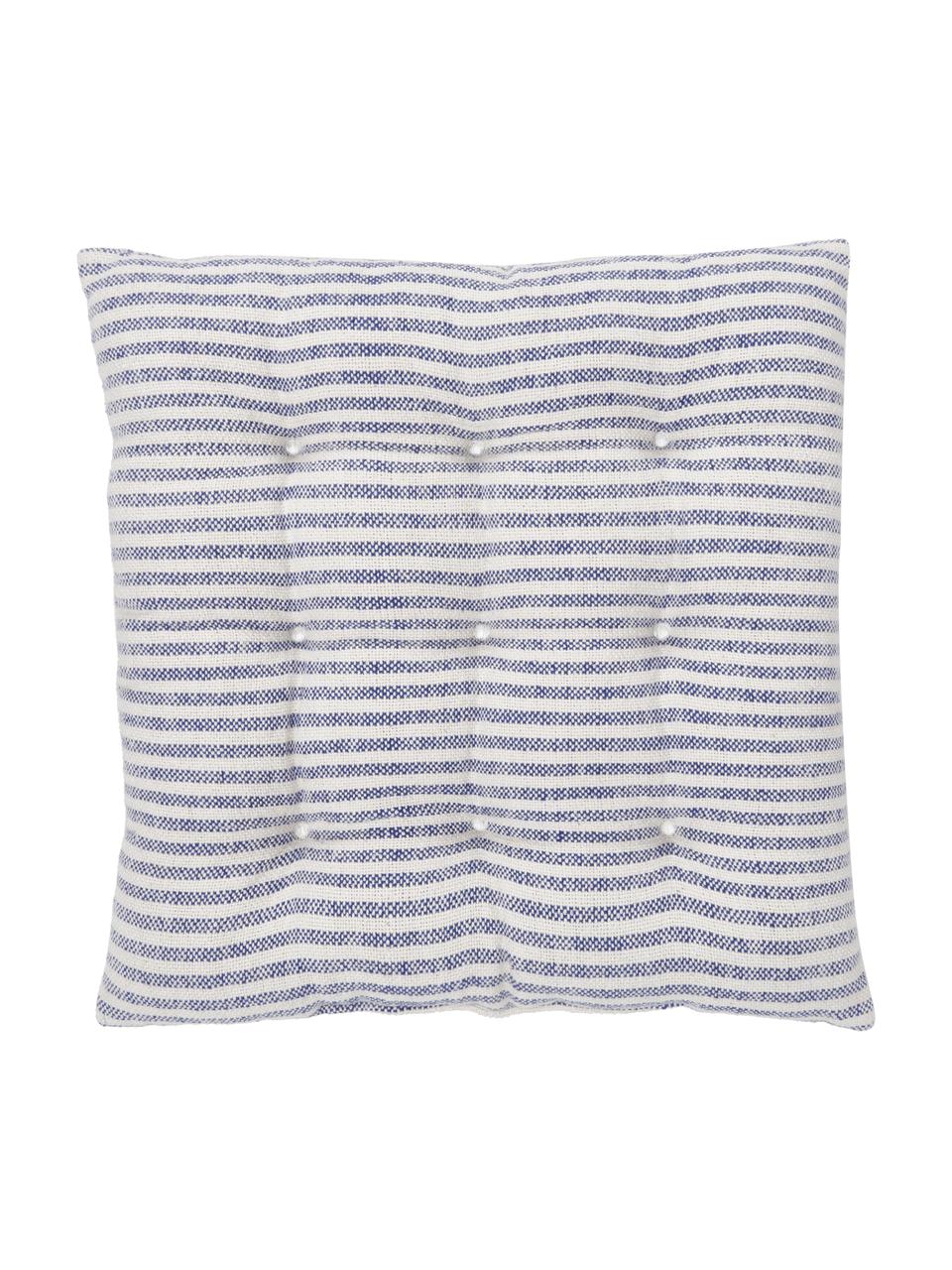Gestreiftes Wende-Sitzkissen Lindsey aus recycelter Baumwolle, Bezug: 100% Baumwolle, GRS-zerti, Blau, B 40 x L 40 cm
