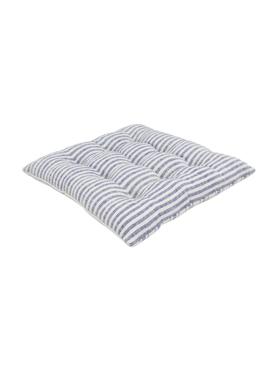 Dwustronna poduszka na krzesło z bawełny z recyklingu Lindsey, Tapicerka: 100% bawełna z certyfikat, Niebieski, S 40 x D 40 cm