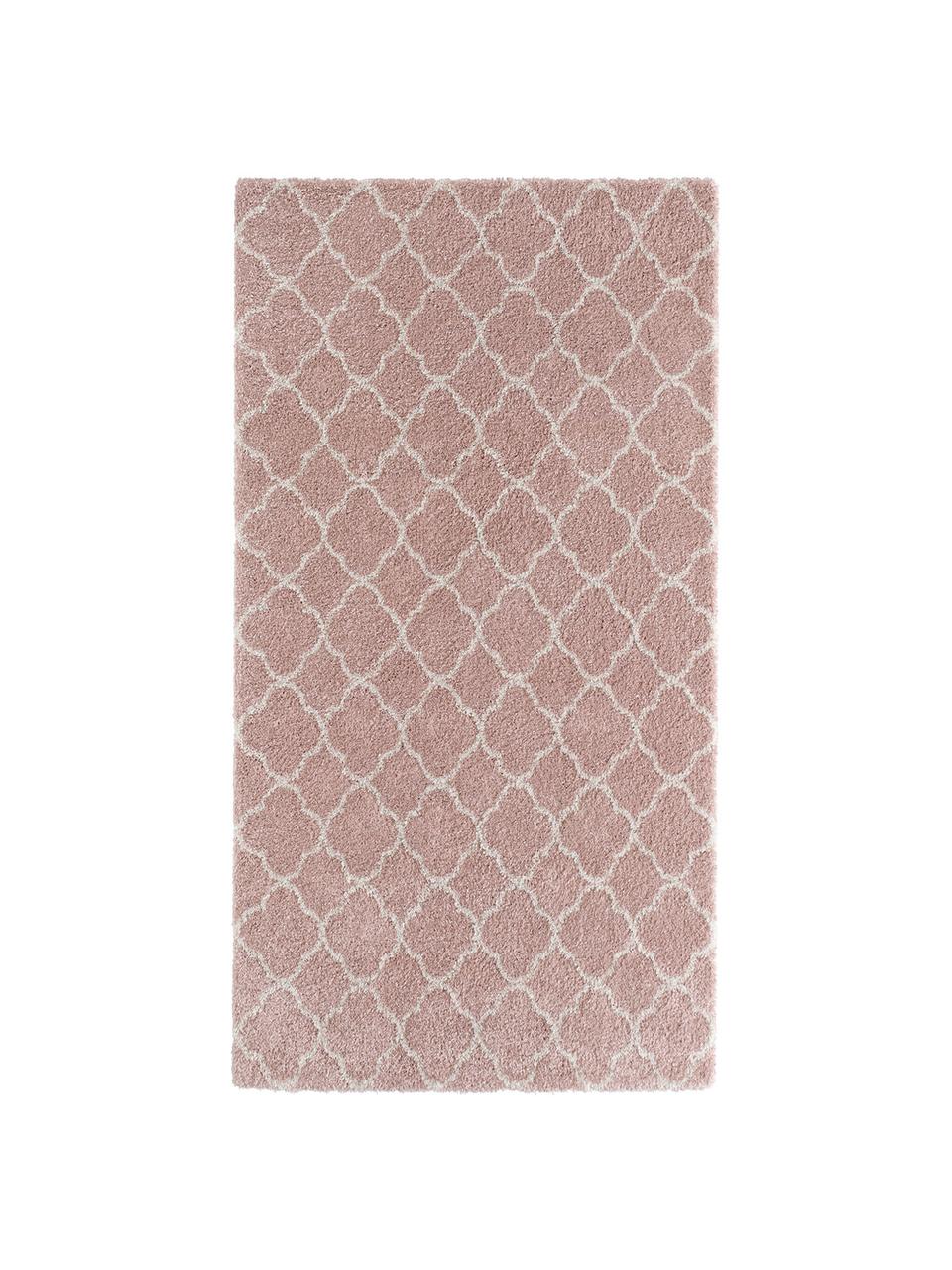 Hoogpolig vloerkleed Luna in roze/crèmekleur, Bovenzijde: 100% polypropyleen, Onderzijde: jute, Oudroze, crèmekleurig, B 80 x L 150 cm (maat XS)