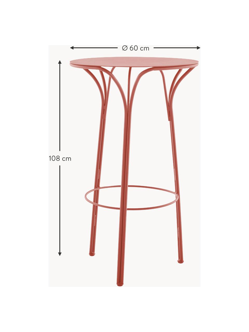 Kulatý zahradní barový stůl Hiray, Ø 60 cm, Pozinkovaná lakovaná ocel, Rezavě červená, Ø 60 cm