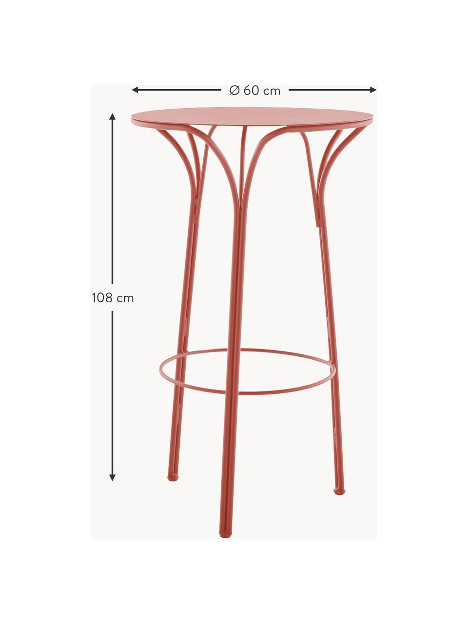 Ogrodowy stolik barowy Hiray, Ø 60 cm, Stal ocynkowana, lakierowana, Rdzawoczerwony, Ø 60 cm