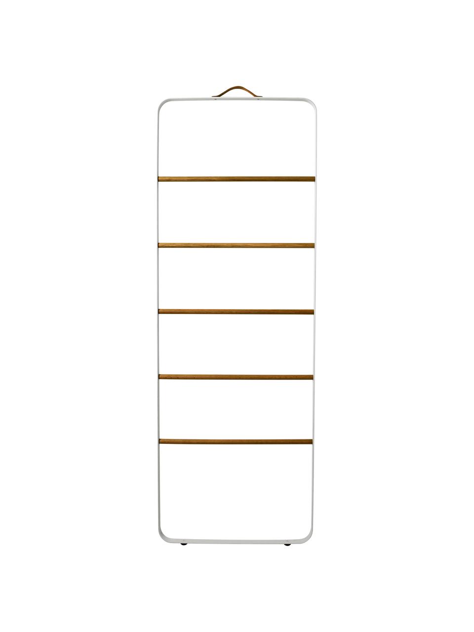 Handdoekladder Menu, Frame: gepoedercoat staal, Rubberhout, wit, B 60 cm x H 170 cm