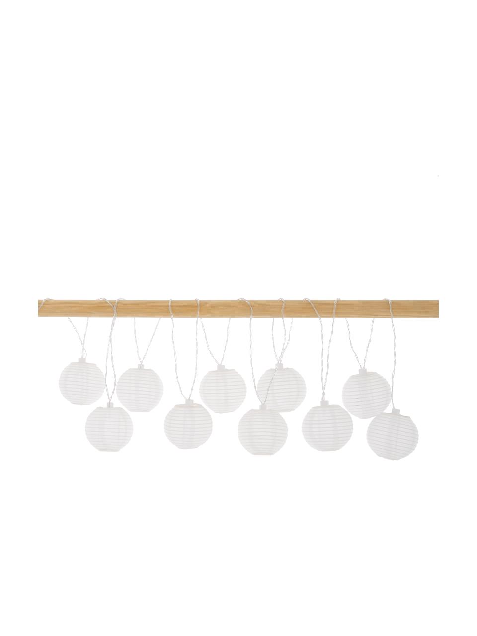Guirnalda de luces solares LED Ball, 270 cm, 10 luces, Cable: plástico, Blanco, L 270 cm