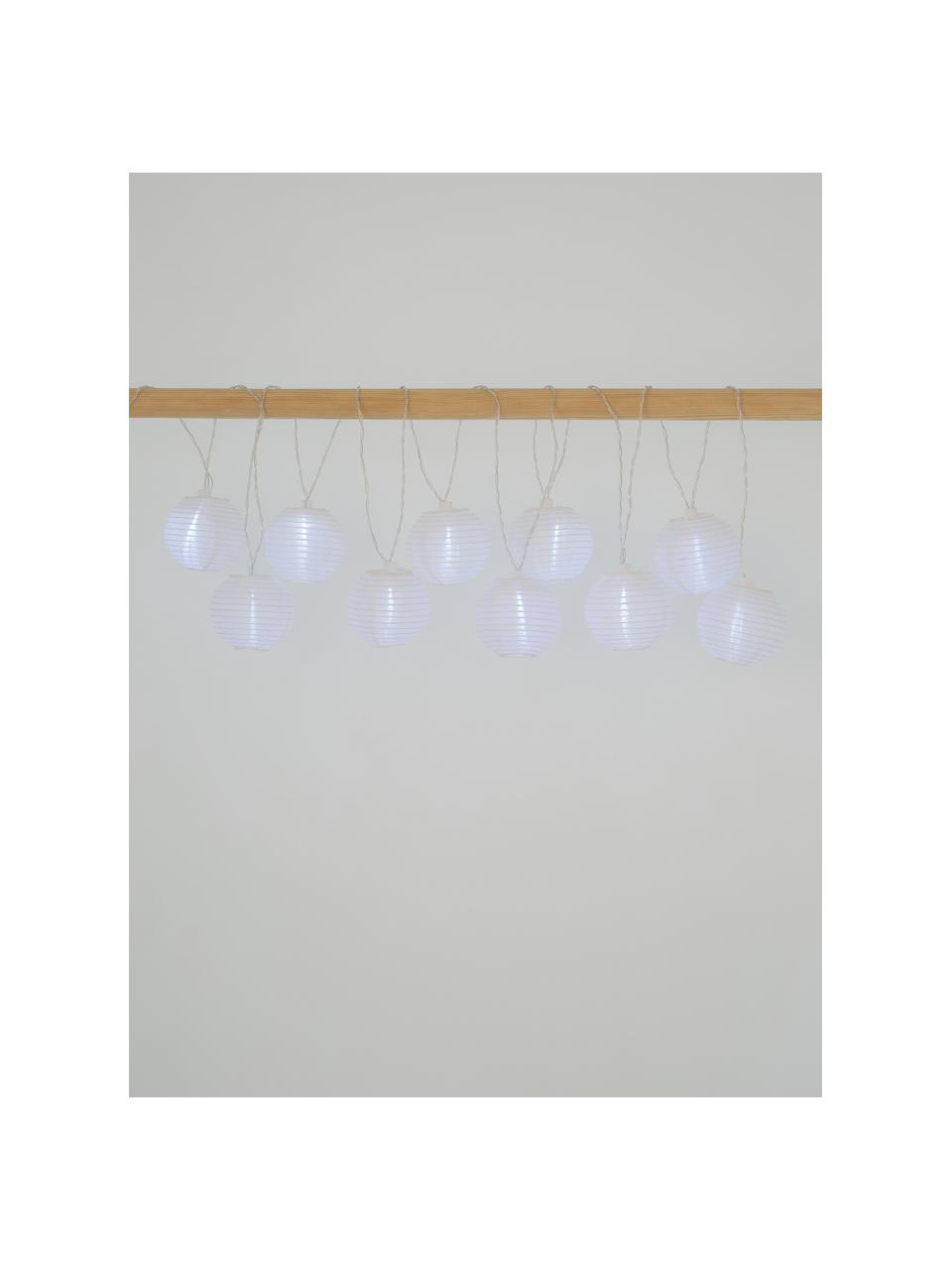 Guirnalda de luces solares LED Ball, 270 cm, 10 luces, Cable: plástico, Blanco, L 270 cm