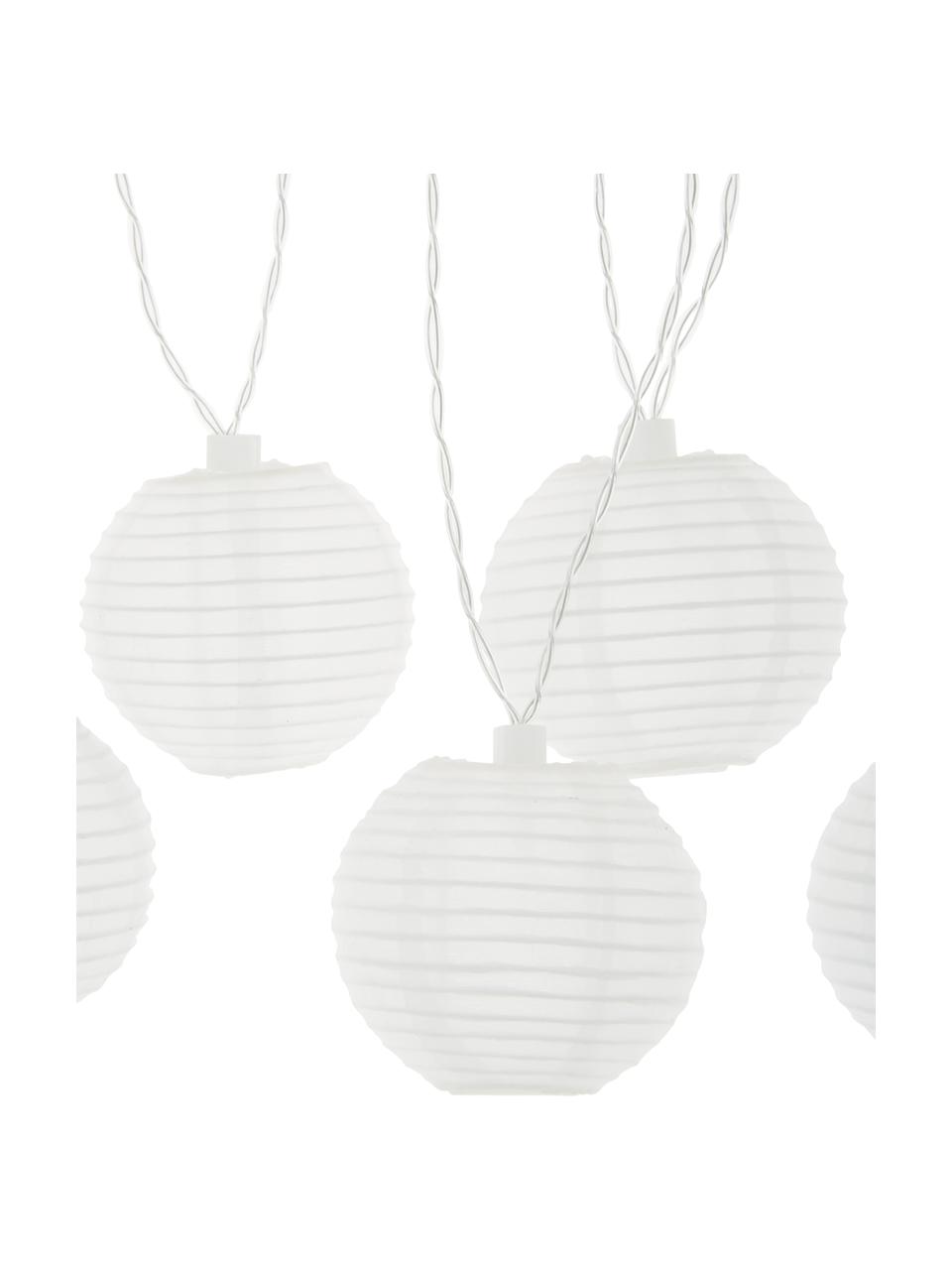 Solar LED-Lichterkette Ball, 270 cm, Lampions: Reispapier, Weiß, L 270 cm