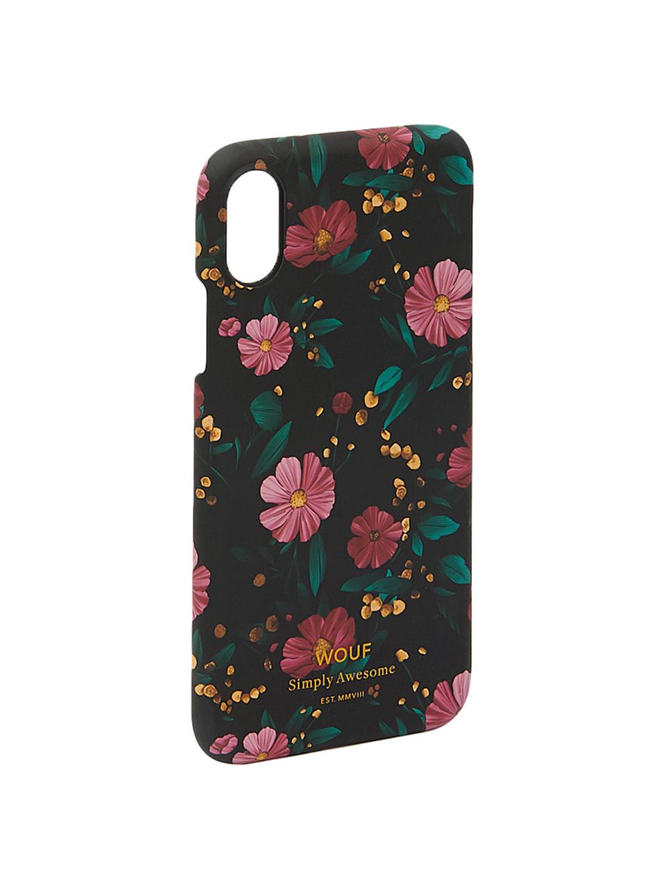 Funda para iPhone X Black Flowers, Silicona, Multicolor, An 7 x Al 15 cm
