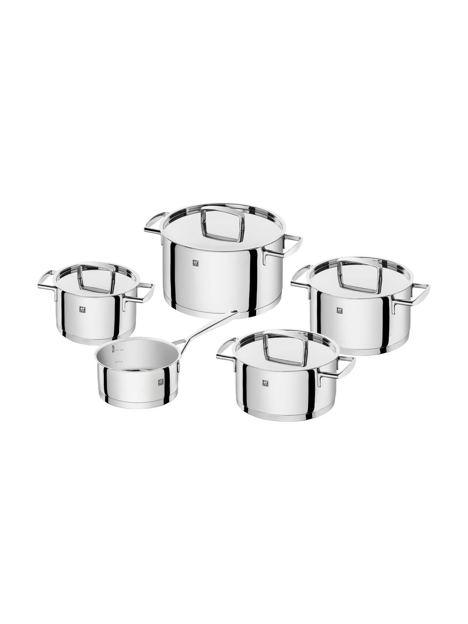 Kochtopf-Set Passion aus Edelstahl, 5-tlg., Deckel: Glas, Edelstahl, Silberfarben, Set mit verschiedenen Größen