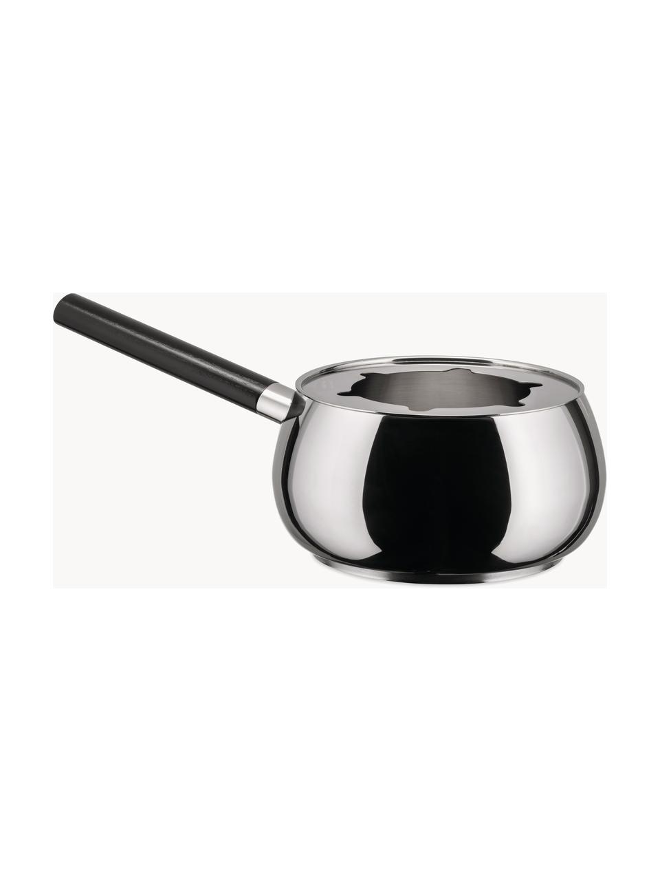 Set fondue Mami, 4 pzas., Acero inoxidable 18/10, hierro fundido, Plateado, negro, Ø 16 x Al 17 cm