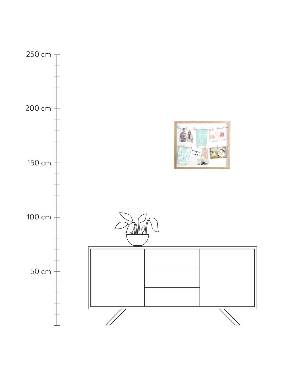 Fotorámeček Clothesline, Dřevo paulovnie, bílá, béžová, Š 52 cm, V 45 cm