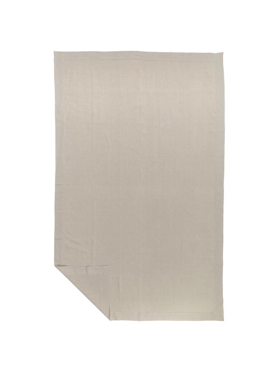 Linnen tafelkleed Alanta met open zoom, Grijs, Voor 6 - 10 personen (B 160 x L 250 cm)