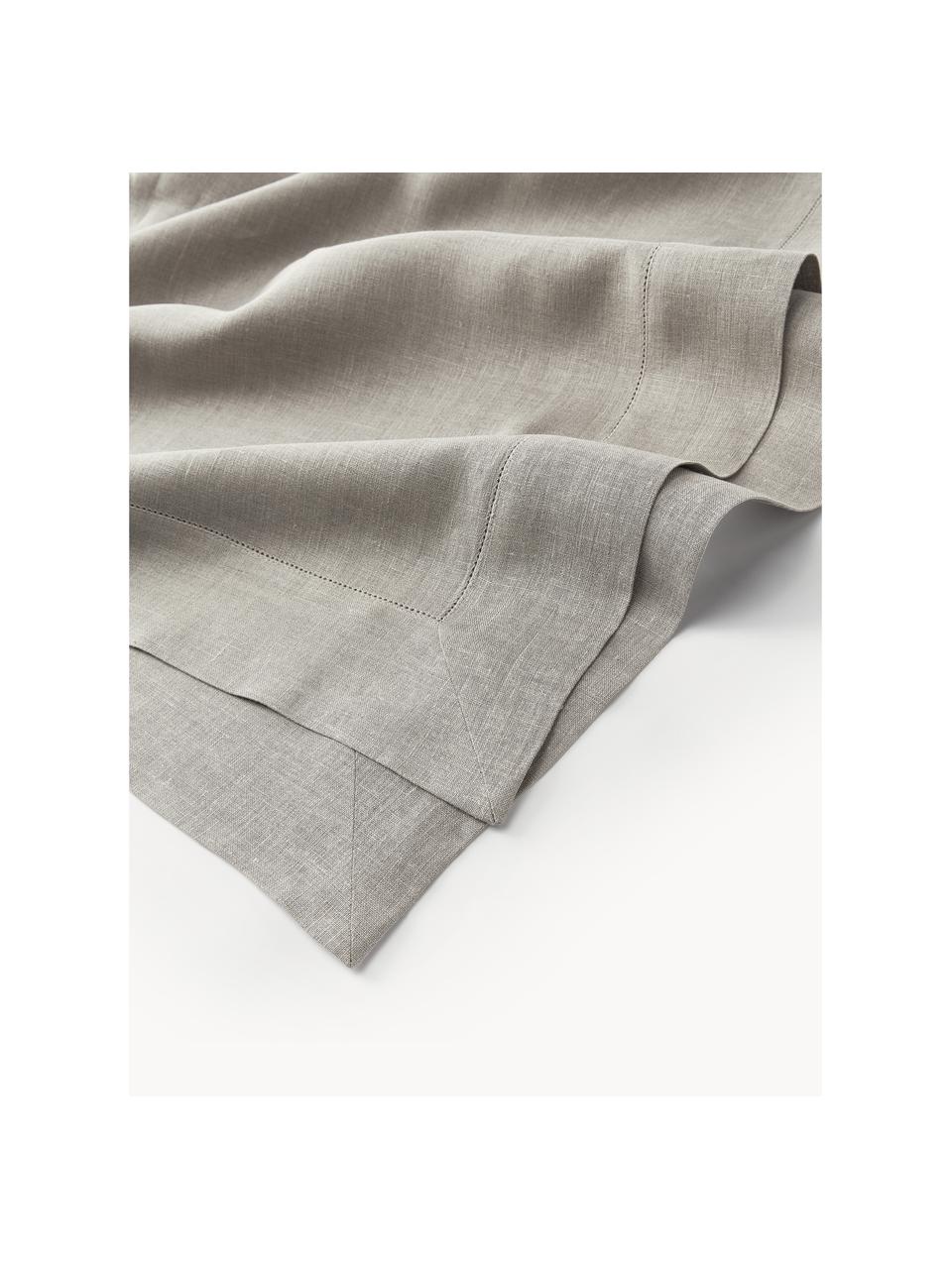 Leinen-Tischdecke Alanta mit Hohlsaum, Greige, 6-8 Personen (L 250 x B 160 cm)