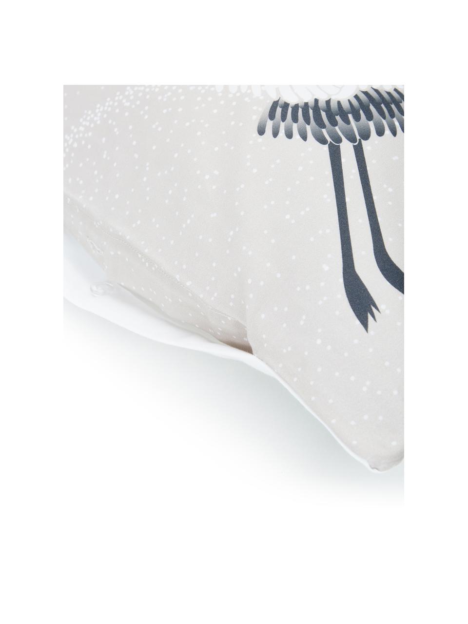 Posteľná bielizeň z bavlneného saténu s motívom žeriavu Yuma, Béžová, biela, 155 x 220 cm + 1 vankúš 80 x 80 cm