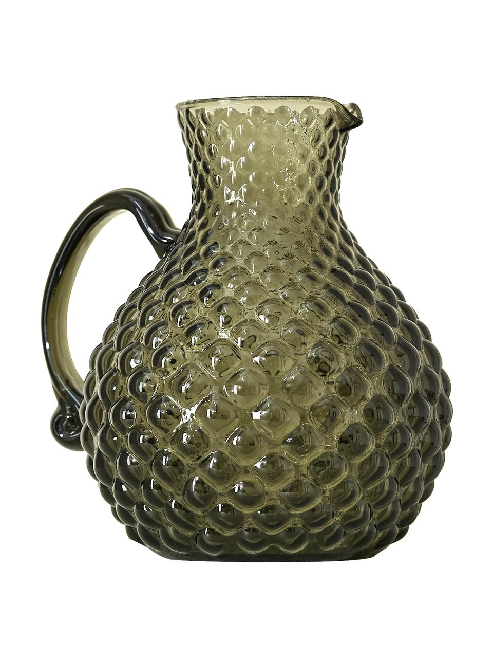 Karaf Marie met reliëfpatroon in groen, 1.2 L, Glas, Groen, Ø 16 x H 18 cm, 1.2 L