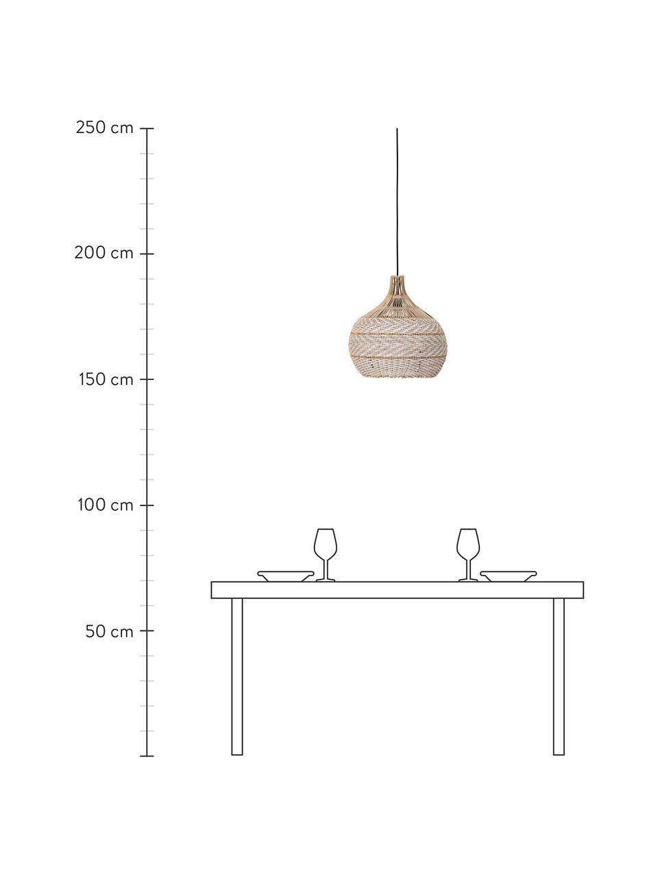 Hanglamp Christa uit Stock, Lampenkap: stock, Baldakijn: gecoat metaal, Beige, Ø 40 x H 40 cm