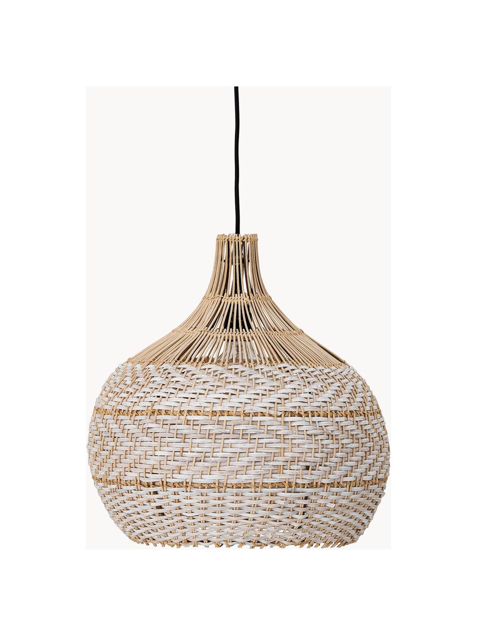 Hanglamp Christa uit Stock, Lampenkap: stock, Baldakijn: gecoat metaal, Beige, Ø 40 x H 40 cm