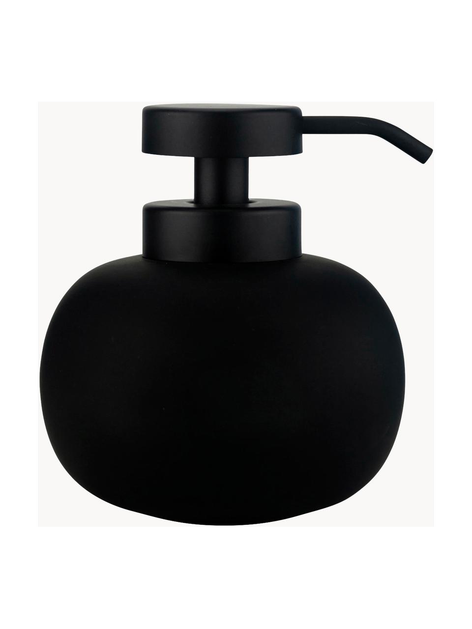 Dosificador de jabón Lotus, Recipiente: cerámica, Dosificador: metal, Negro, Ø 11 x Al 13 cm