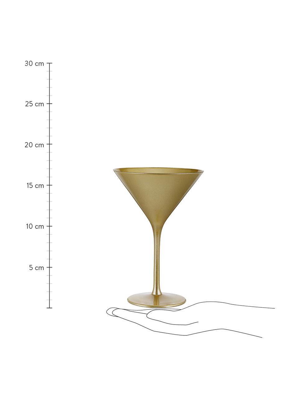 Copas martini de cristal Elements, 6 uds., Cristal recubierto, Dorado, Ø 12 x Al 17 cm, 240 ml