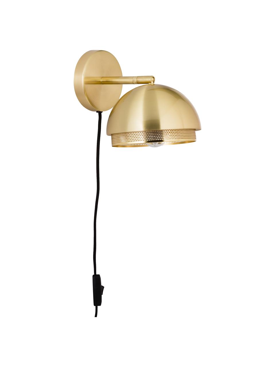 Wandlamp Luis met stekker, Lamp: gecoat metaal, Messingkleurig, Ø 21 x H 28 cm