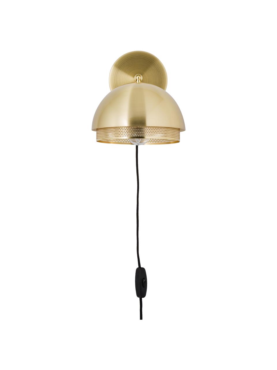 Wandlamp Luis met stekker, Lamp: gecoat metaal, Messingkleurig, Ø 21 x H 28 cm