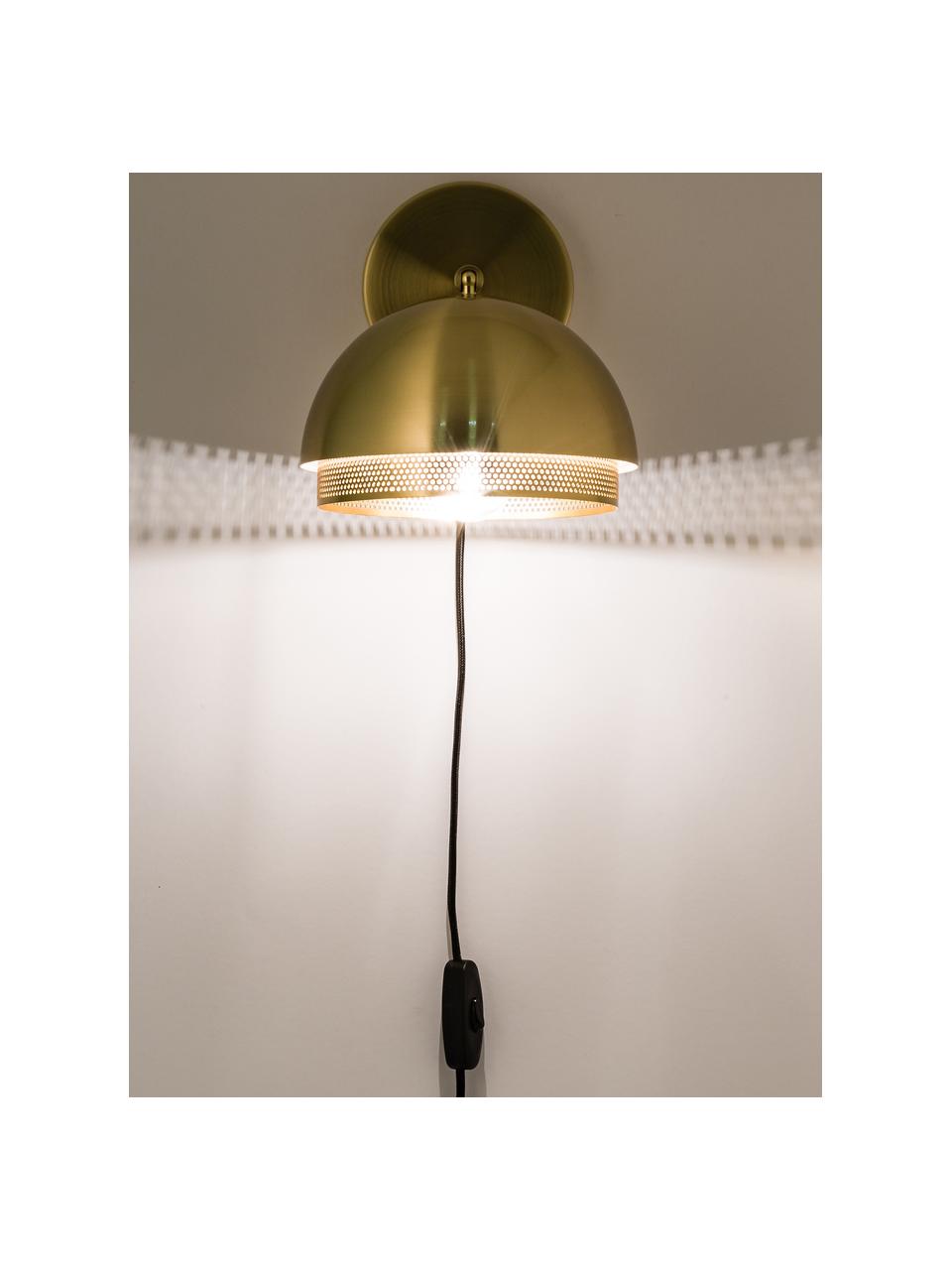 Wandlamp Luis met stekker, Lamp: gecoat metaal, Messingkleurig, Ø 21 x H 28 cm