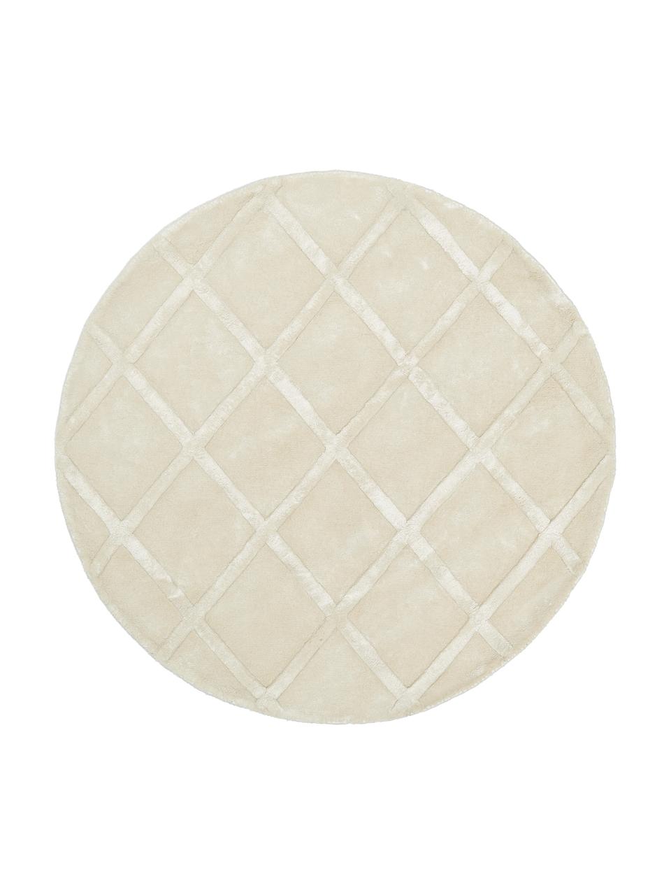 Tapis rond blanc crème viscose Shiny, Crème, Ø 120 cm (taille S)