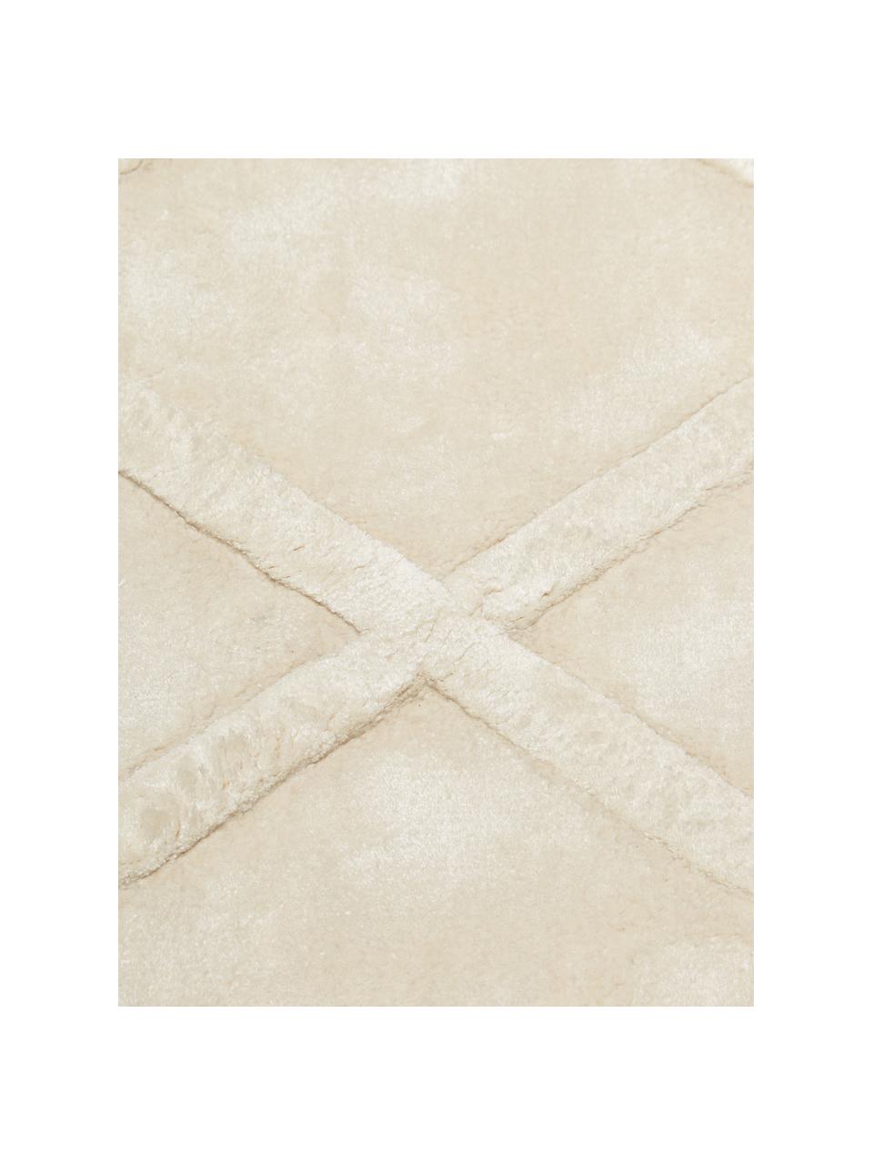 Okrúhly koberec z viskózy s diamantovým vzorom Shiny, Krémová, Ø 120 cm (veľkosť S)