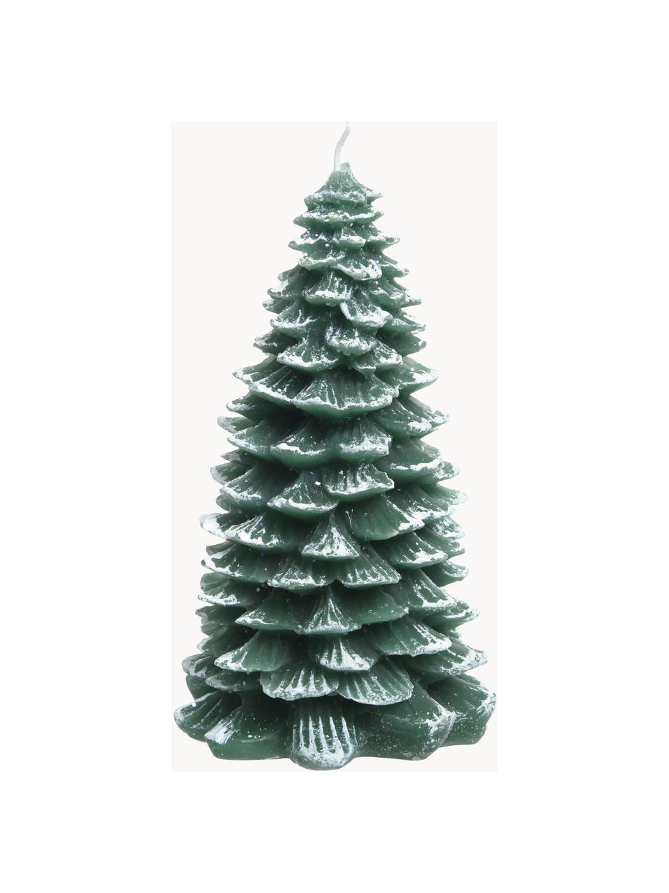 Velas decorativas Winter Tree, Cera, Verde oscuro, blanco, Ø 12 x Al 24 cm